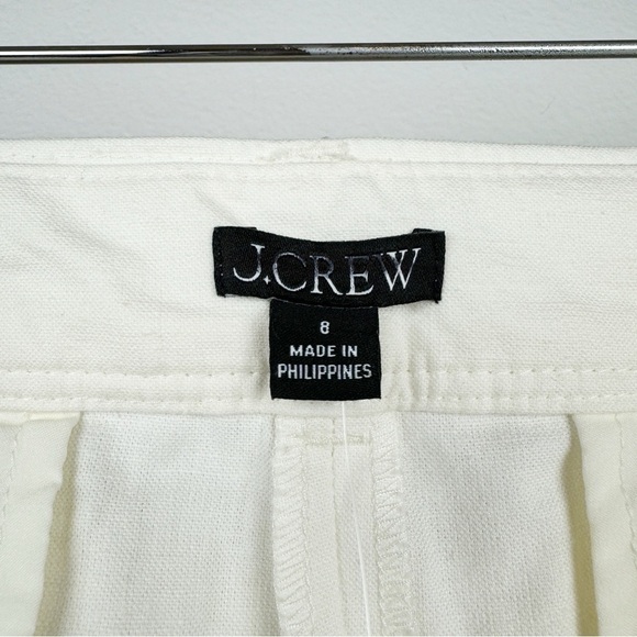 J. Crew Full Length Wide Leg Trousers Cotton Blend Ivory Size 8 NWT - Picture 10 of 11